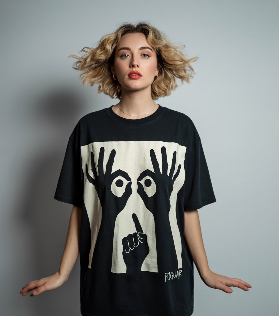 Riguar Woman Hands Design on Black t-shirt 4